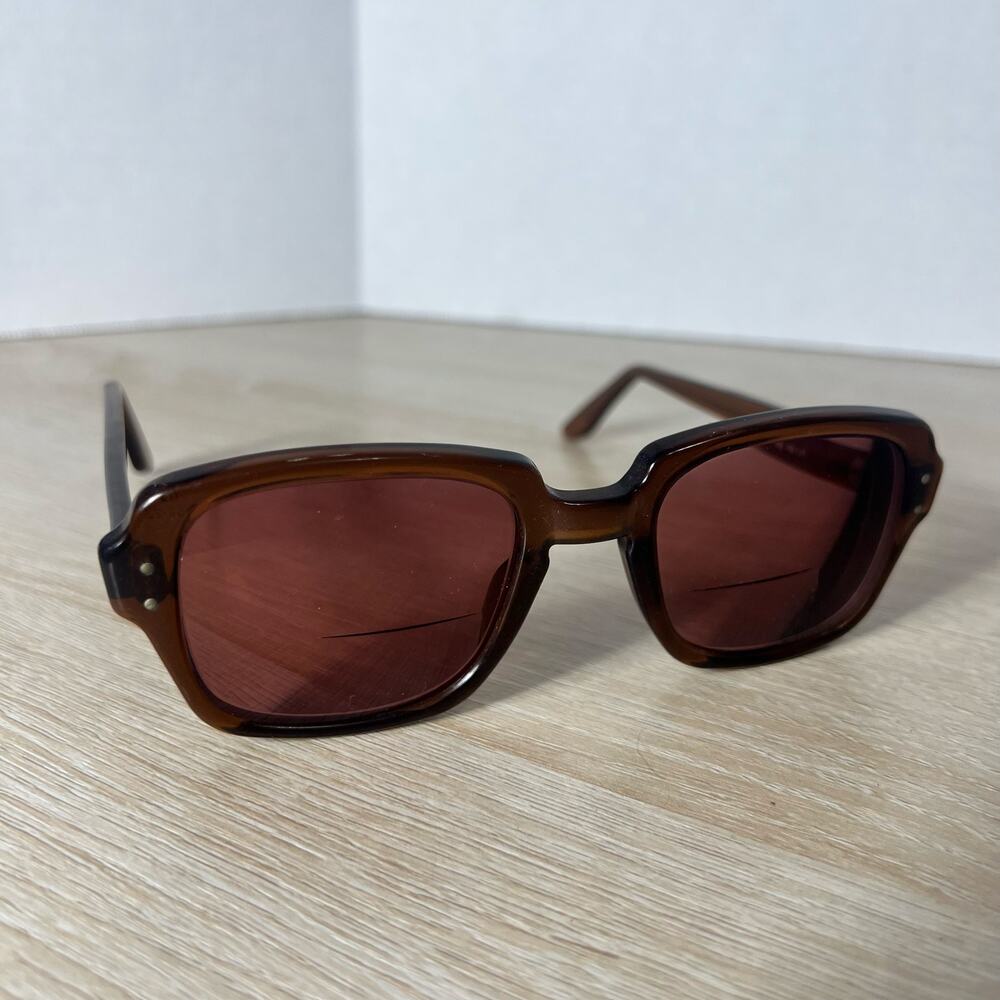 Vintage USS 4 1/2-5 3/4 52-22 Eyeglasses Sunglasses Brown Unisex Frame Military
